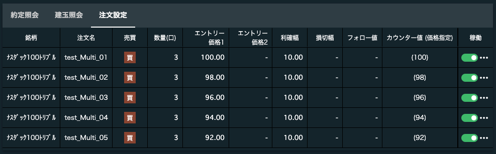 トライオートETF注文設定